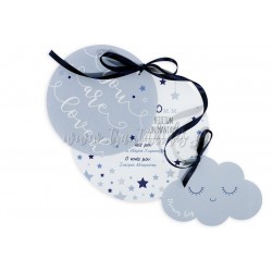 Προσκλητήριο βάπτισης συννεφάκι και αστεράκια 